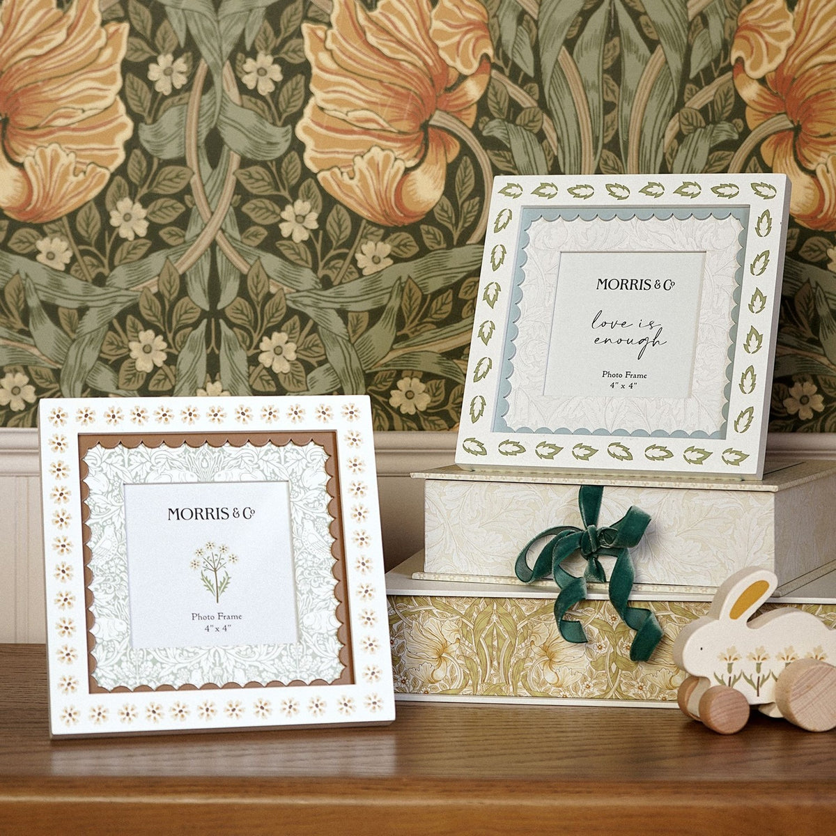 Baby Set of 2 Square Layer Metal Photo Frames 4 x 4in - White