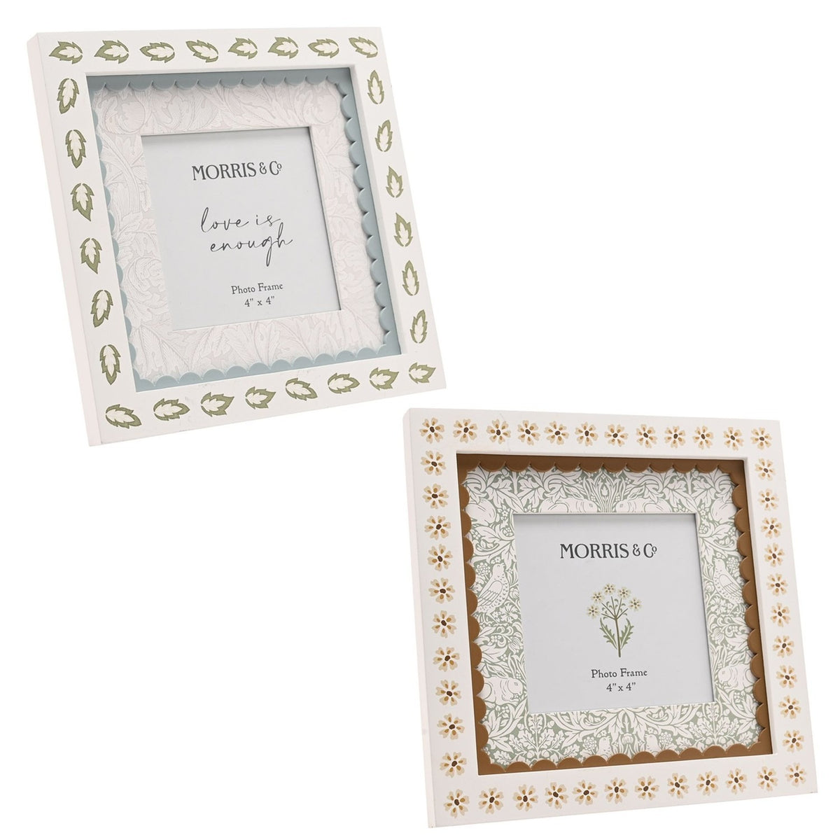 Baby Set of 2 Square Layer Metal Photo Frames 4 x 4in - White