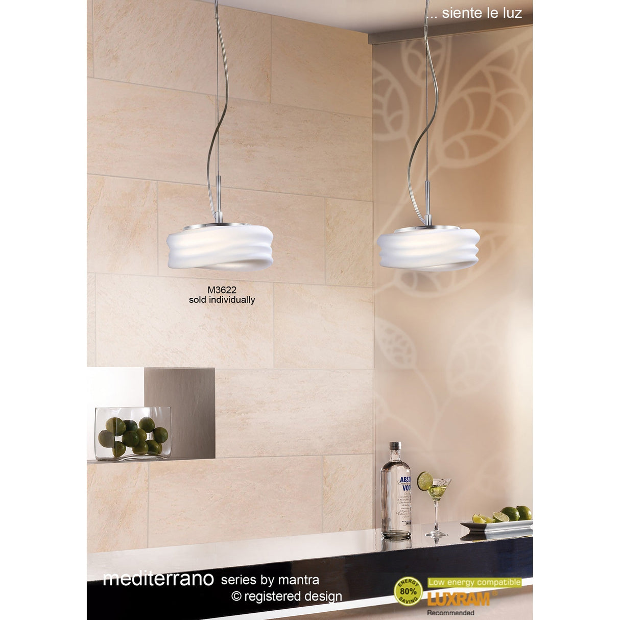 Mediterraneo Small 2 Light Frosted Glass Pendant Light – Polished Chrome