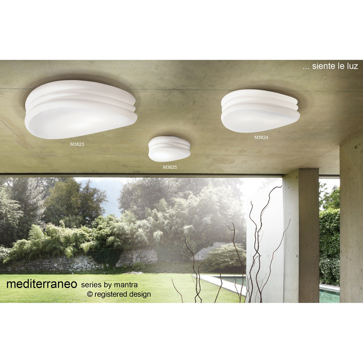 Mediterraneo 50cm 3 Light Glass Ceiling/Wall Light - White