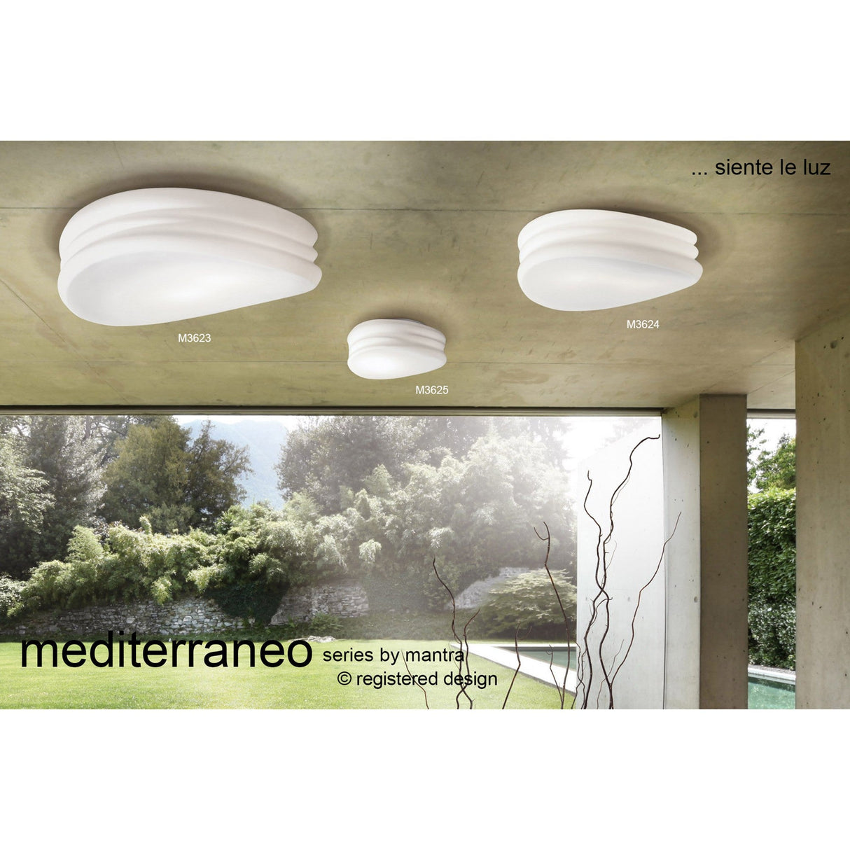 Mediterraneo 37cm 2 Light Glass Ceiling/Wall Light - White