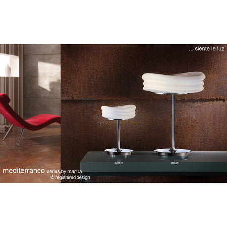 Mediterraneo Small 2 Light Frosted Glass Table Lamp - Polished Chrome