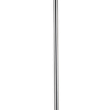 The Mediterraneo 2 Light Glass Floor Lamp features a slim polished chrome stand, a round base, and is topped with a large white drum shade for soft ambient lighting.