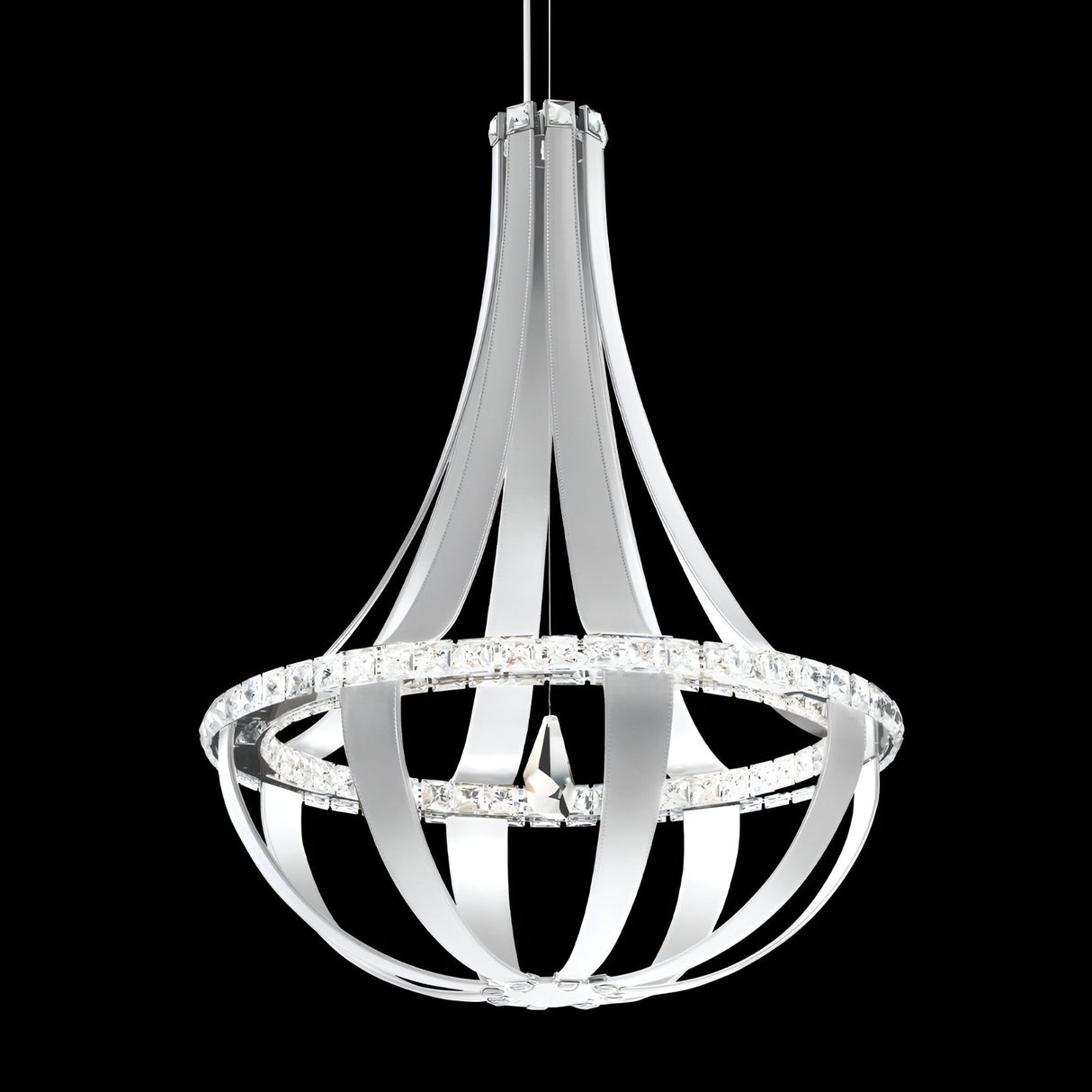 Tessaro LED K9 Crystal & Leather Medium Chandelier - White