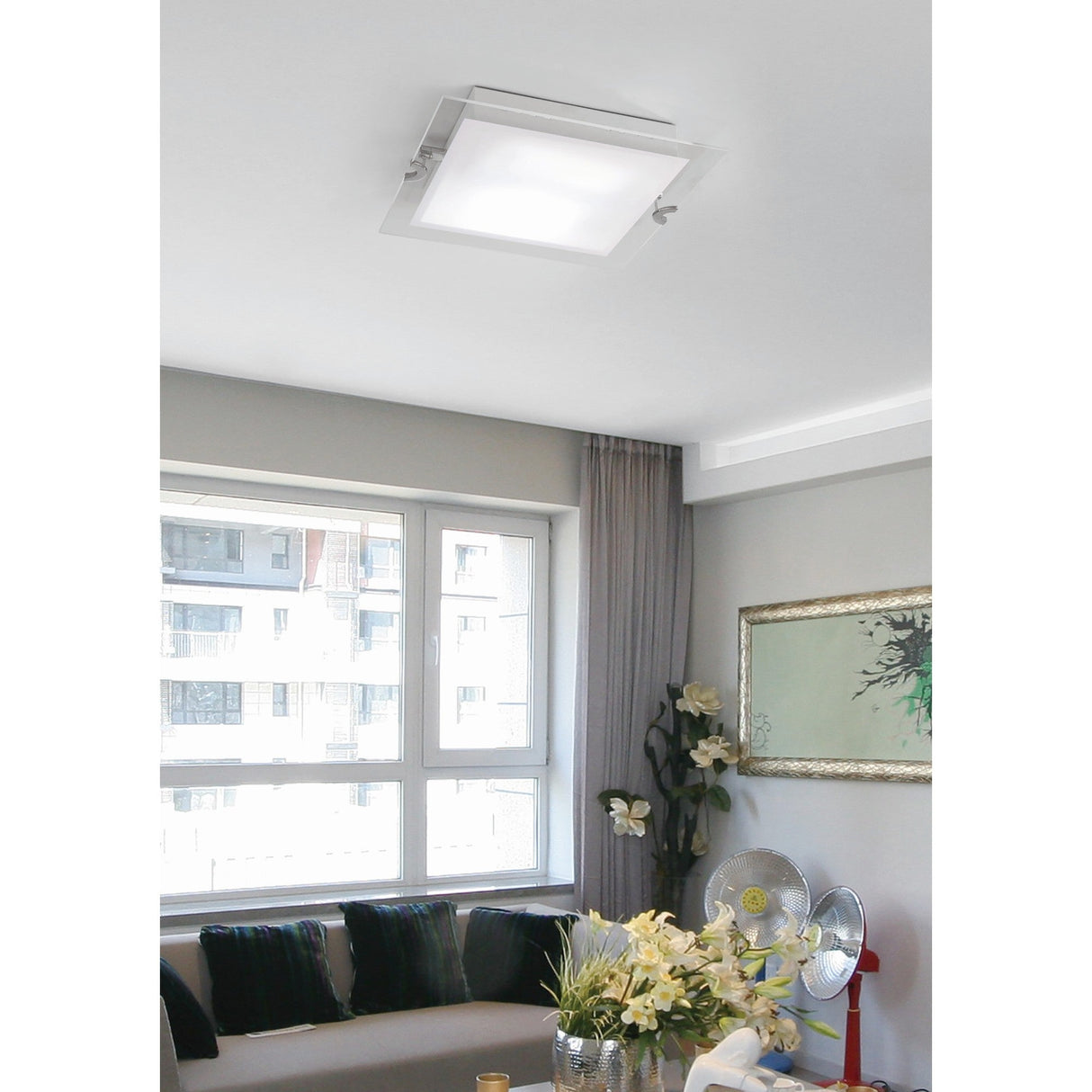 Melbourne LED Frosted Glass Flush Ceiling Light 15W 3000K - Chrome