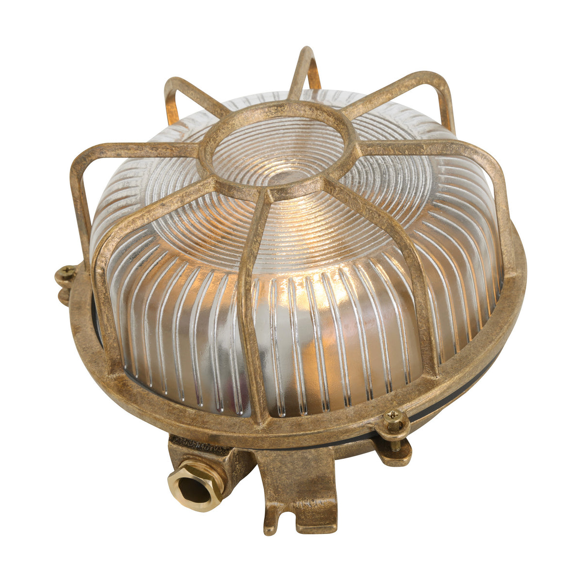 Merivon Ribbed Glass Bulkhead Flush Ceiling Light