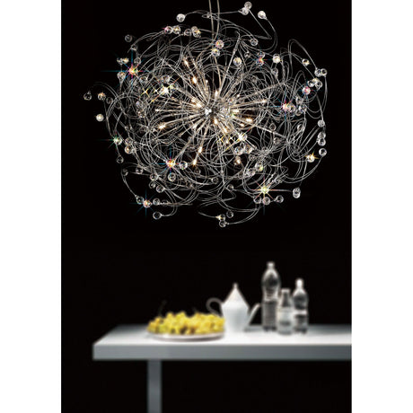 Messe 24 Light Crystal Semi-Flush Ceiling Light - Polished Chrome