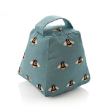 Printed Bee Pattern Tapered Door Stop with Handle - Blue
