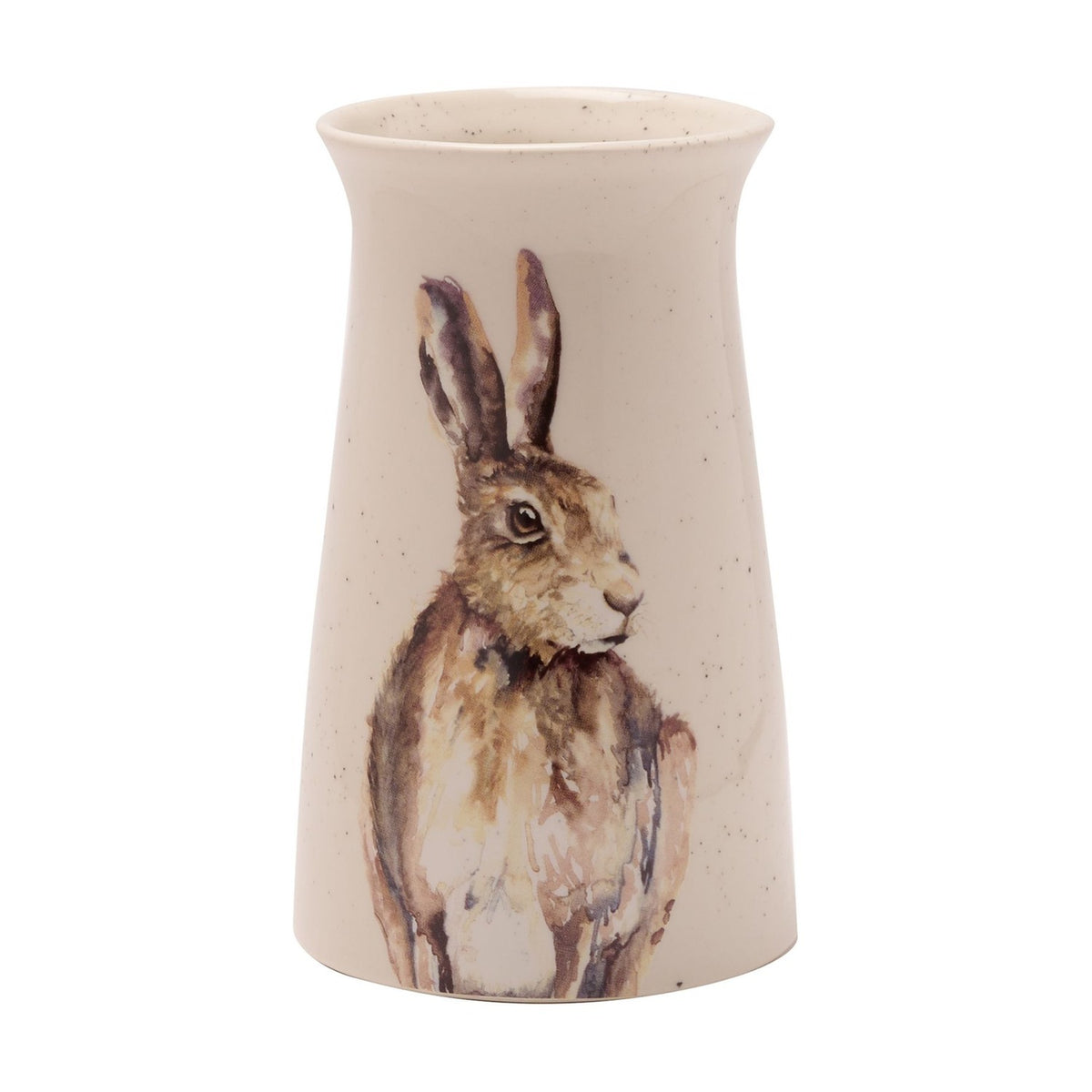 Small Hare Speckled Gloss Ceramic Vase 10.6 x 17.7cm - White