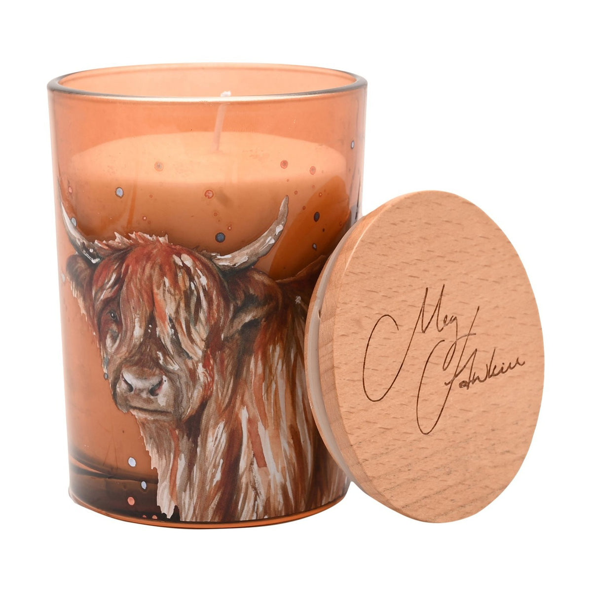 Round Highland Cow Apple Orchard Scented Candle 250g - Brown
