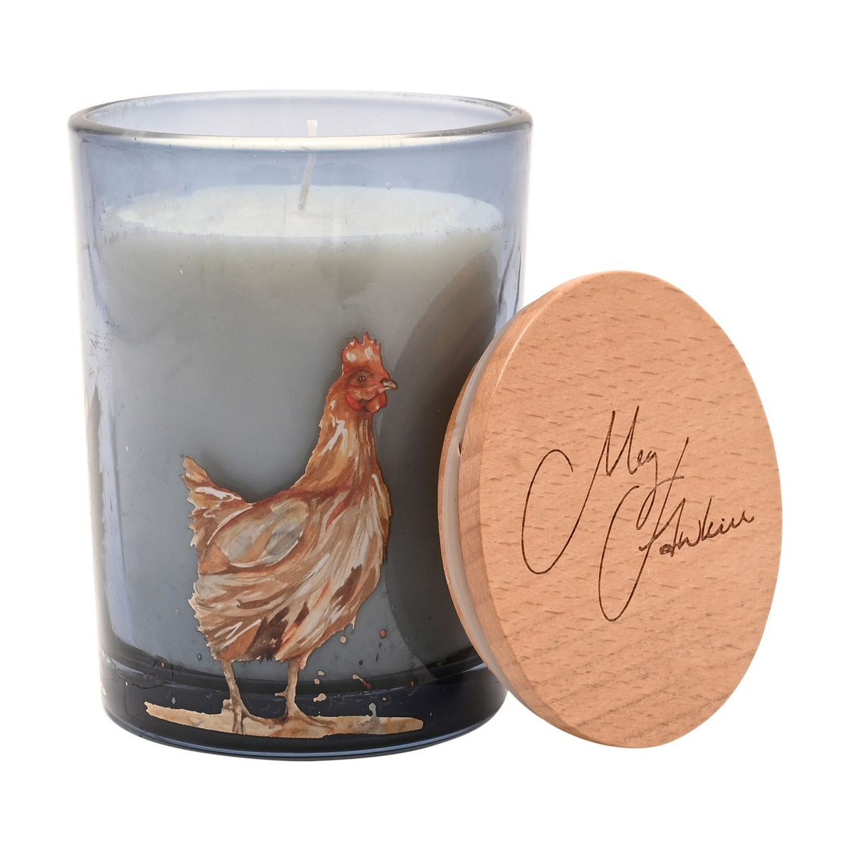 Chickens Honey & Oats Scented Candle 250g - Grey & Natural
