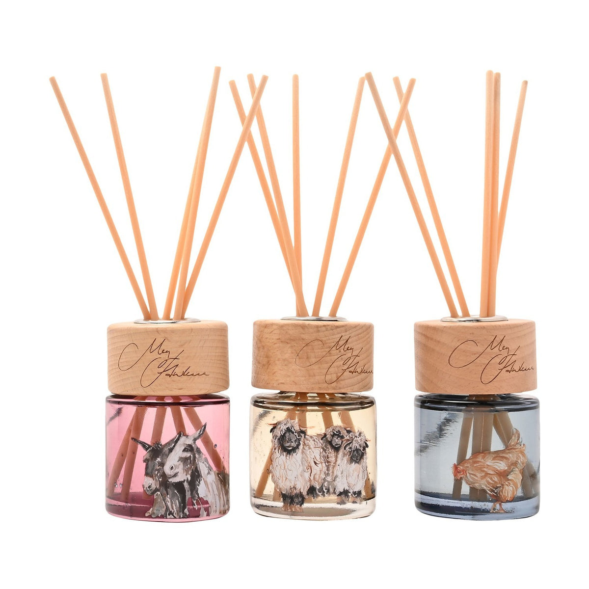 Farm Animal Artwork Mini Reed Diffusers Set of 3 - Natural