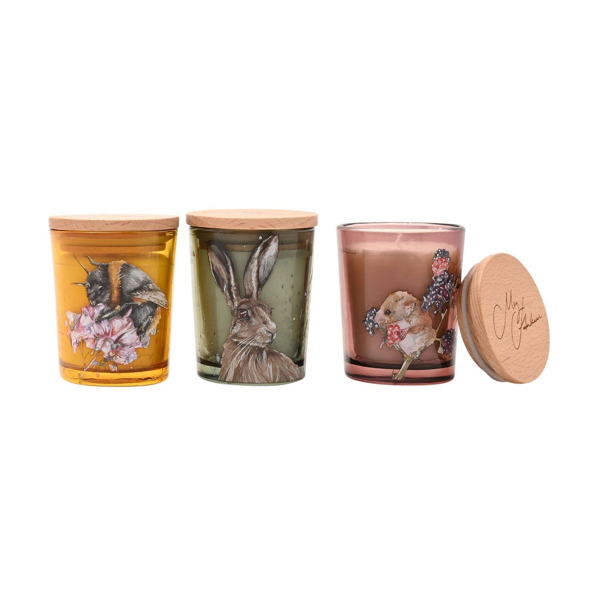 The Field Bee, Hare and Mouse Mini Scented Candles Set of 3