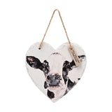 Watercolour Black and White Cow Heart Hanging Slate Plaque