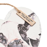Watercolour Black and White Cow Heart Hanging Slate Plaque