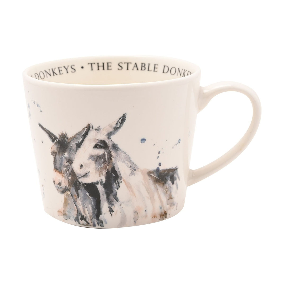 The Stable Donkeys Watercolour Print Cup 340ml - Off White
