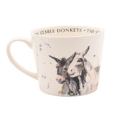 The Stable Donkeys Watercolour Print Cup 340ml - Off White