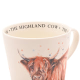 Watercolour Highland Cow Cup 340ml with Lettered Rim - Cream