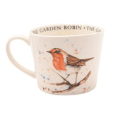 Garden Robin Watercolour Cup with Lettered Rim 340ml - Cream