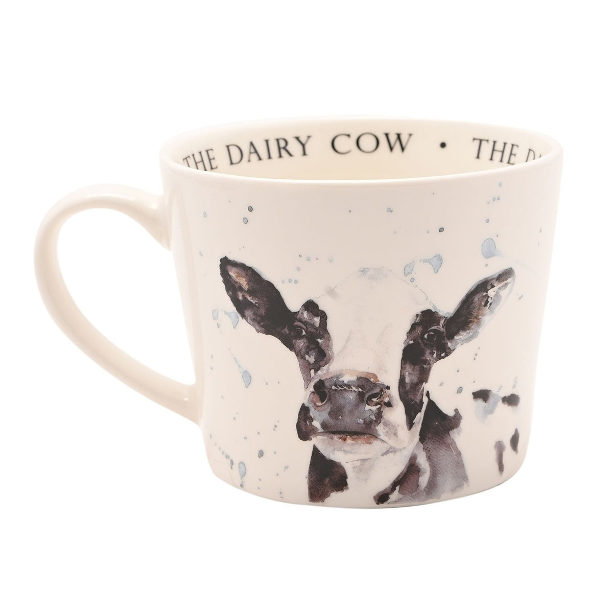 Watercolour Black & White Cow Porcelain Cup 340ml - Cream
