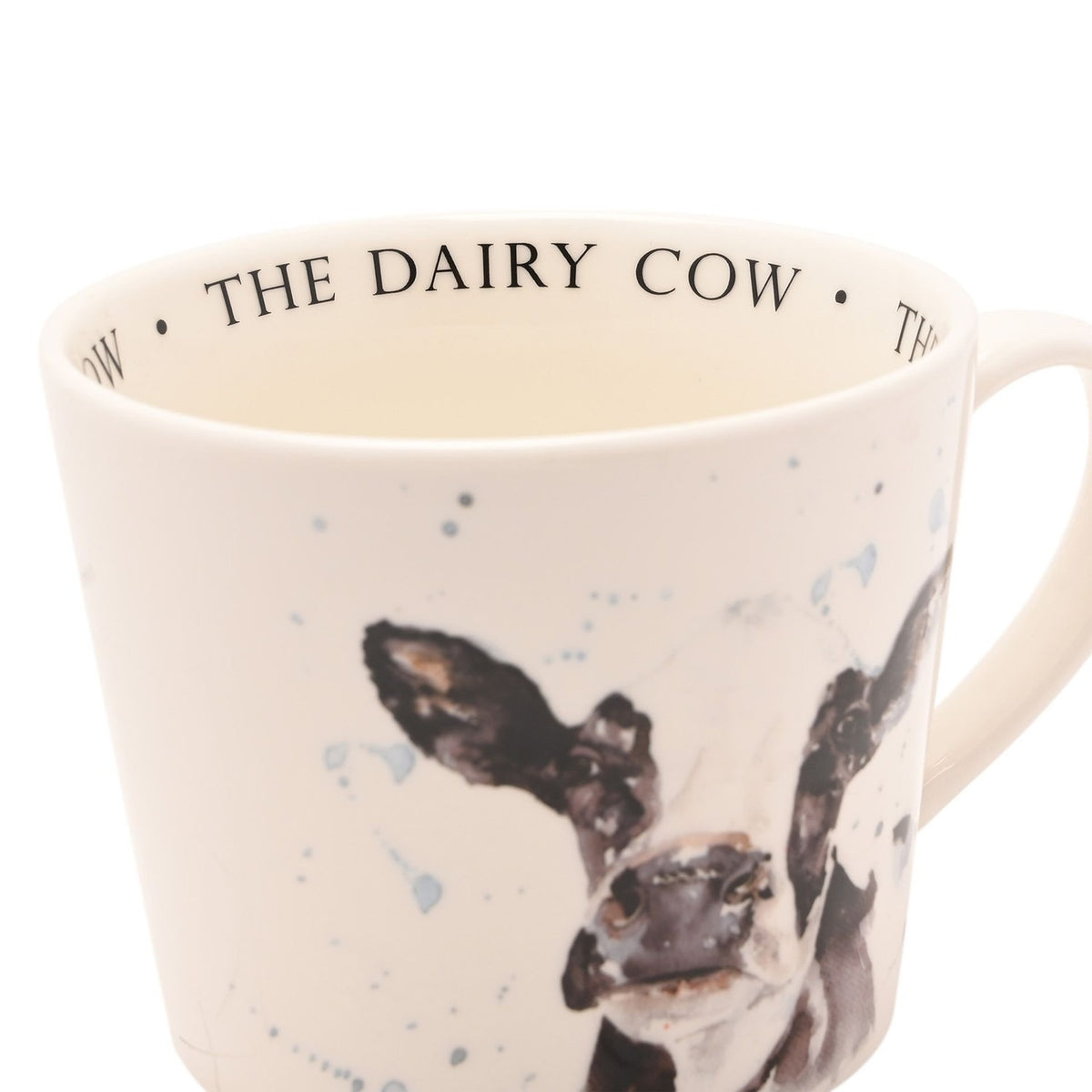 Watercolour Black & White Cow Porcelain Cup 340ml - Cream