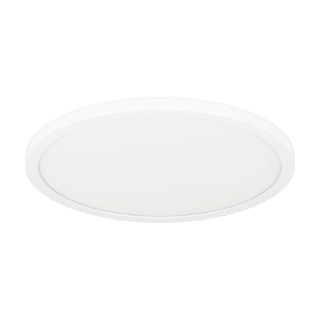 Minerario LED Flush Ceiling Light, 30cm round, white plastic body with opal shade, slim low-profile design, shown on a plain white background.