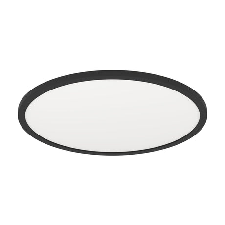 Minerario LED Flush Ceiling Light, 39cm round design with black plastic frame and white diffuser, shown at an angle on a plain white background.