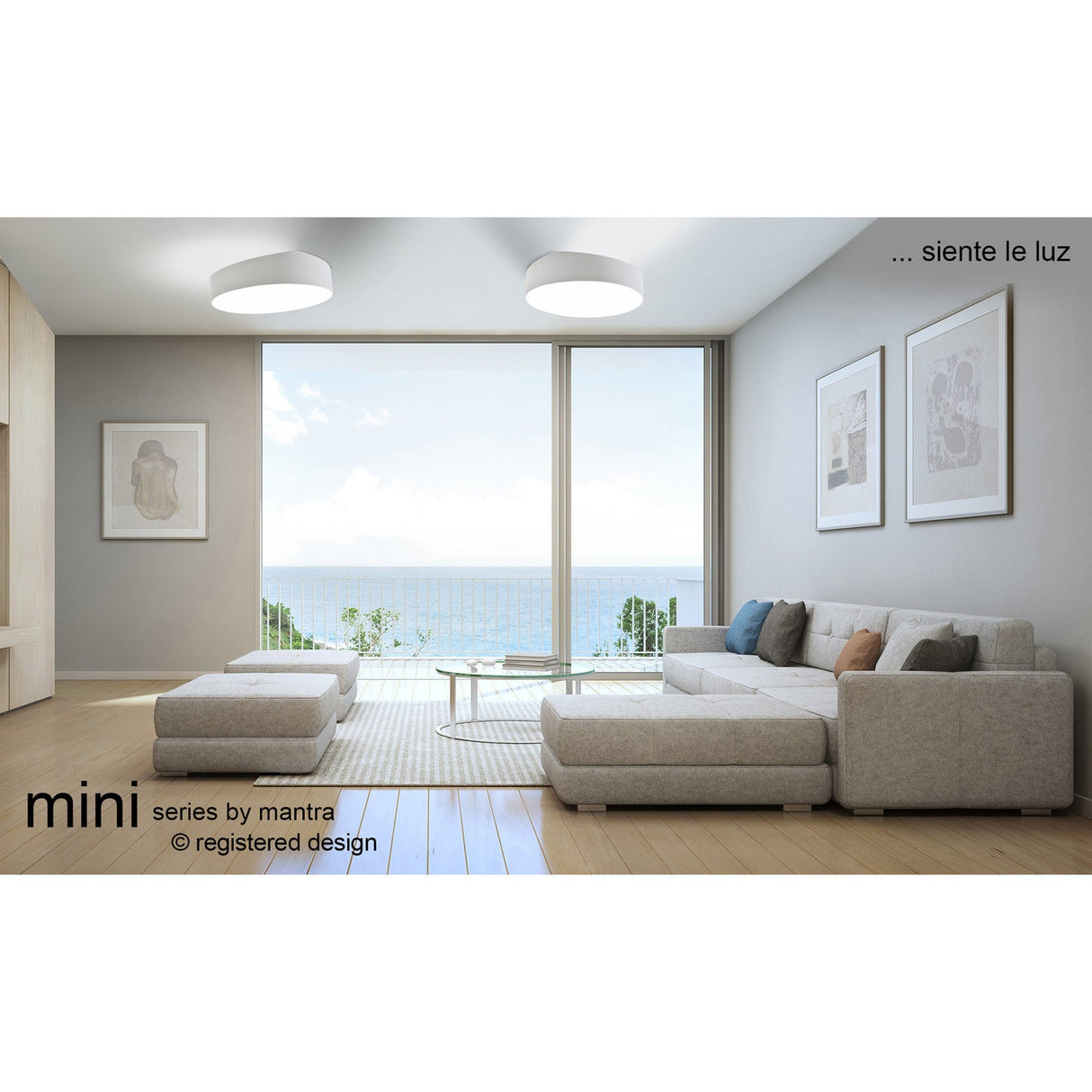 Mini Large 8 Light Round Flush Ceiling Light - White