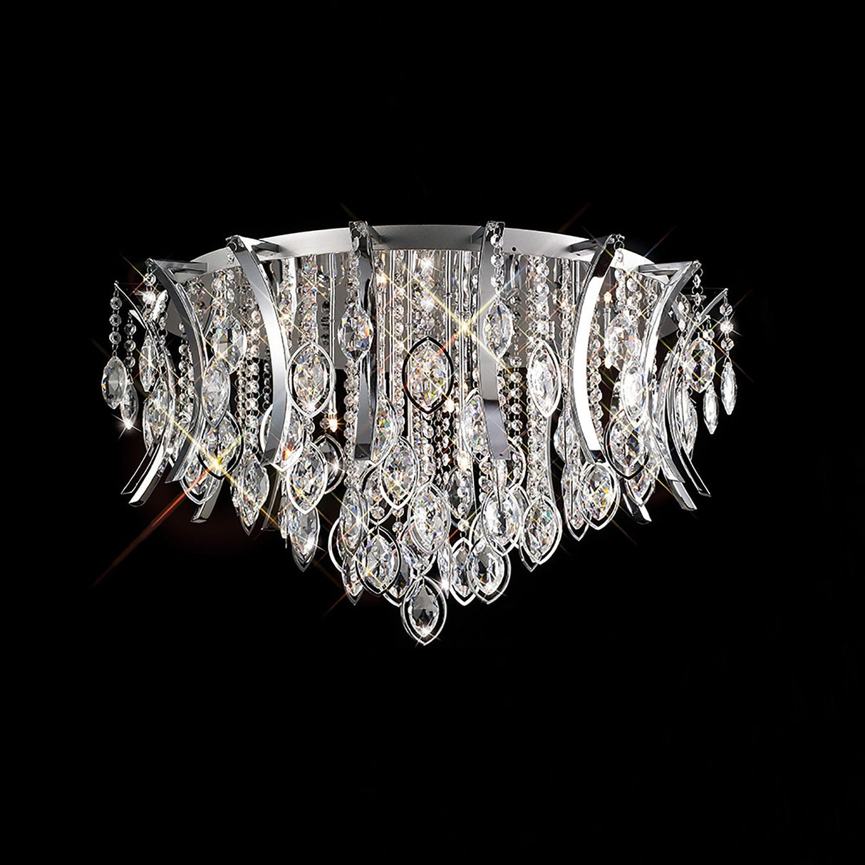 Mios 15 Light Crystal Flush Ceiling Light - Polished Chrome