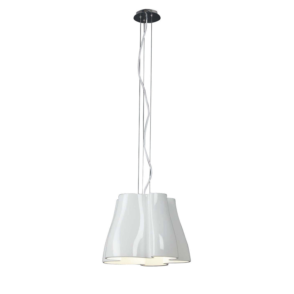 Miss 3 Light Pendant Light – Gloss White & Polished Chrome