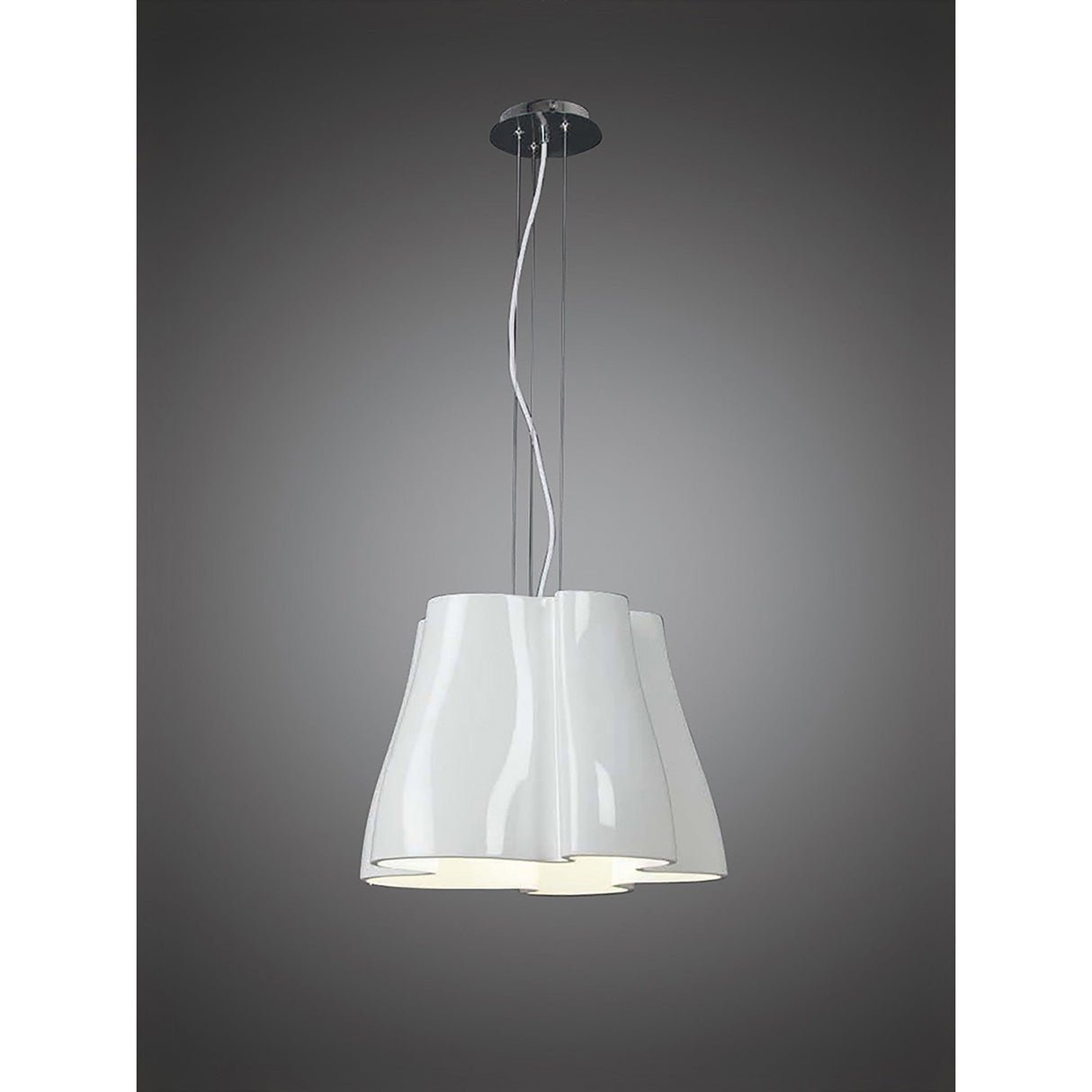 Miss 3 Light Pendant Light – Gloss White & Polished Chrome