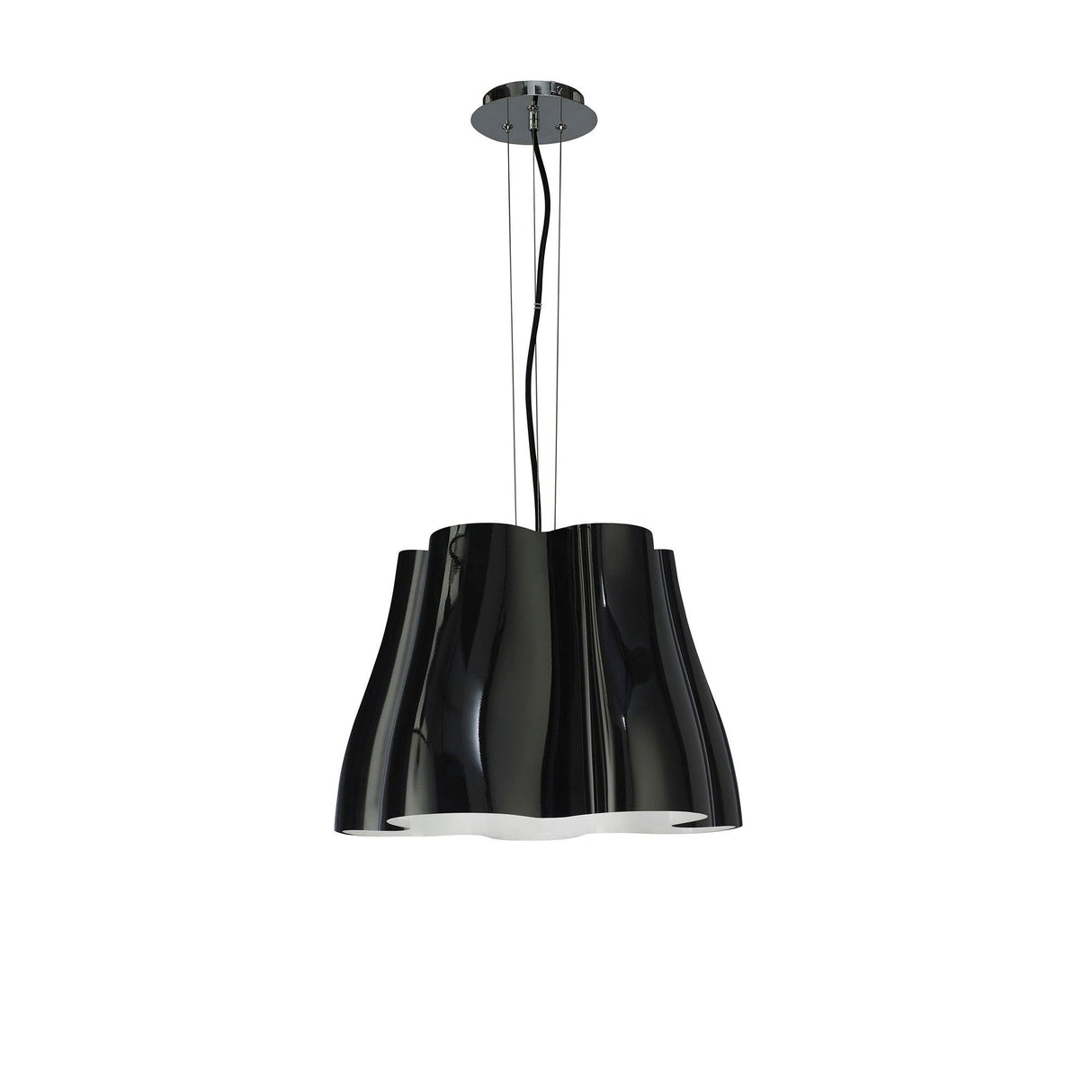 Miss 3 Light Pendant Light – Gloss Black & Polished Chrome