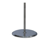 The Miss 3 Light Floor Lamp in gloss white and polished chrome features a shiny circular base with a sleek vertical pole, making it a striking piece of contemporary lighting against a plain white background.