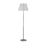 The Miss 3 Light Floor Lamp in gloss white and polished chrome features a sleek stand and wavy shade on a round base, adding contemporary style to any space against a plain white background.