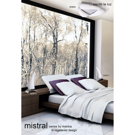 Mistral LED Frosted Acrylic Left Table Lamp 6W 3000K - Polished Chrome