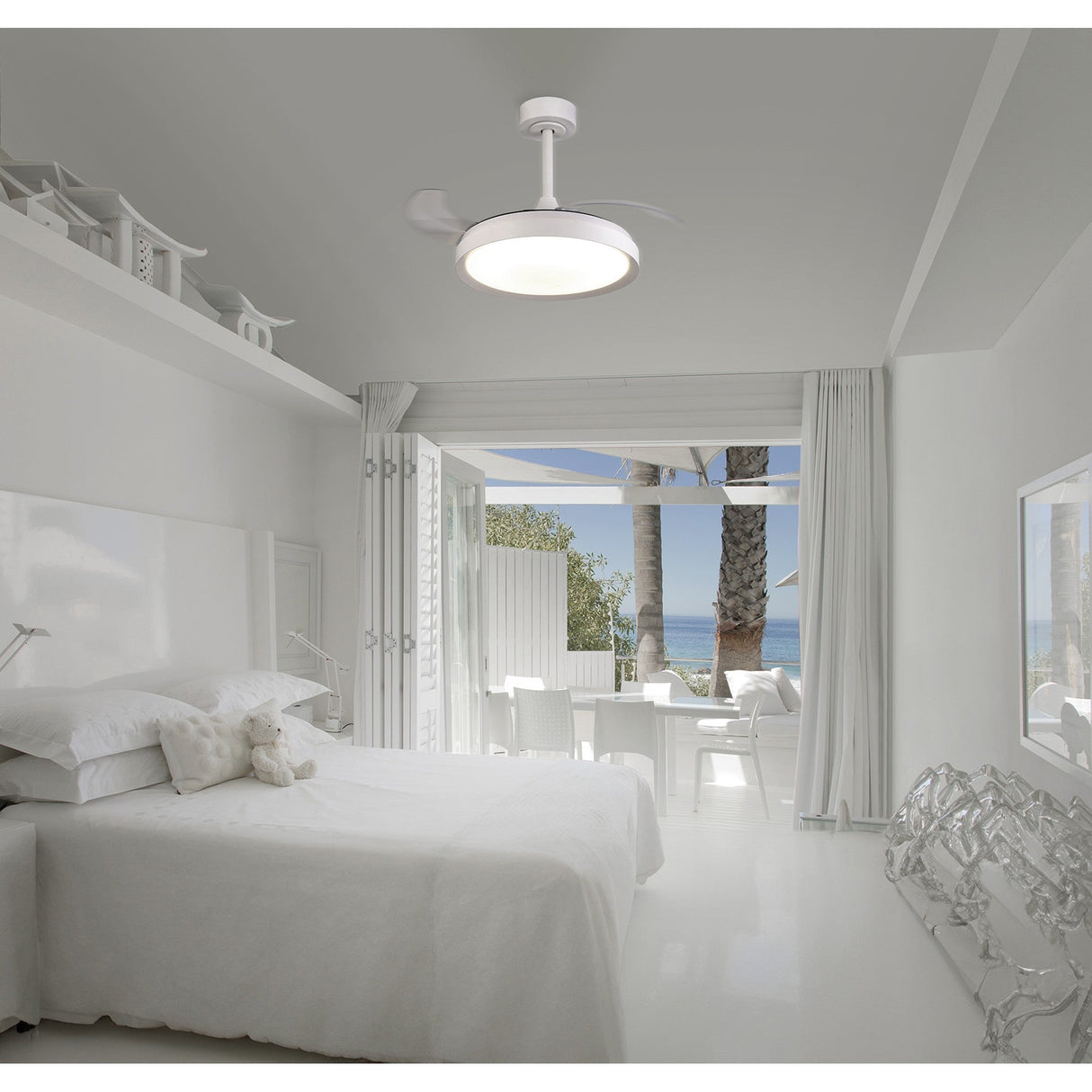 Mistral Mini CCT Dimmable LED Ceiling Fan Light With Remote Control - White