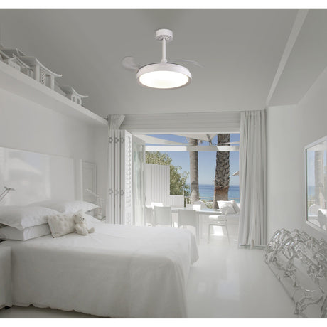 Mistral Mini CCT Dimmable LED Ceiling Fan Light With Remote Control - White