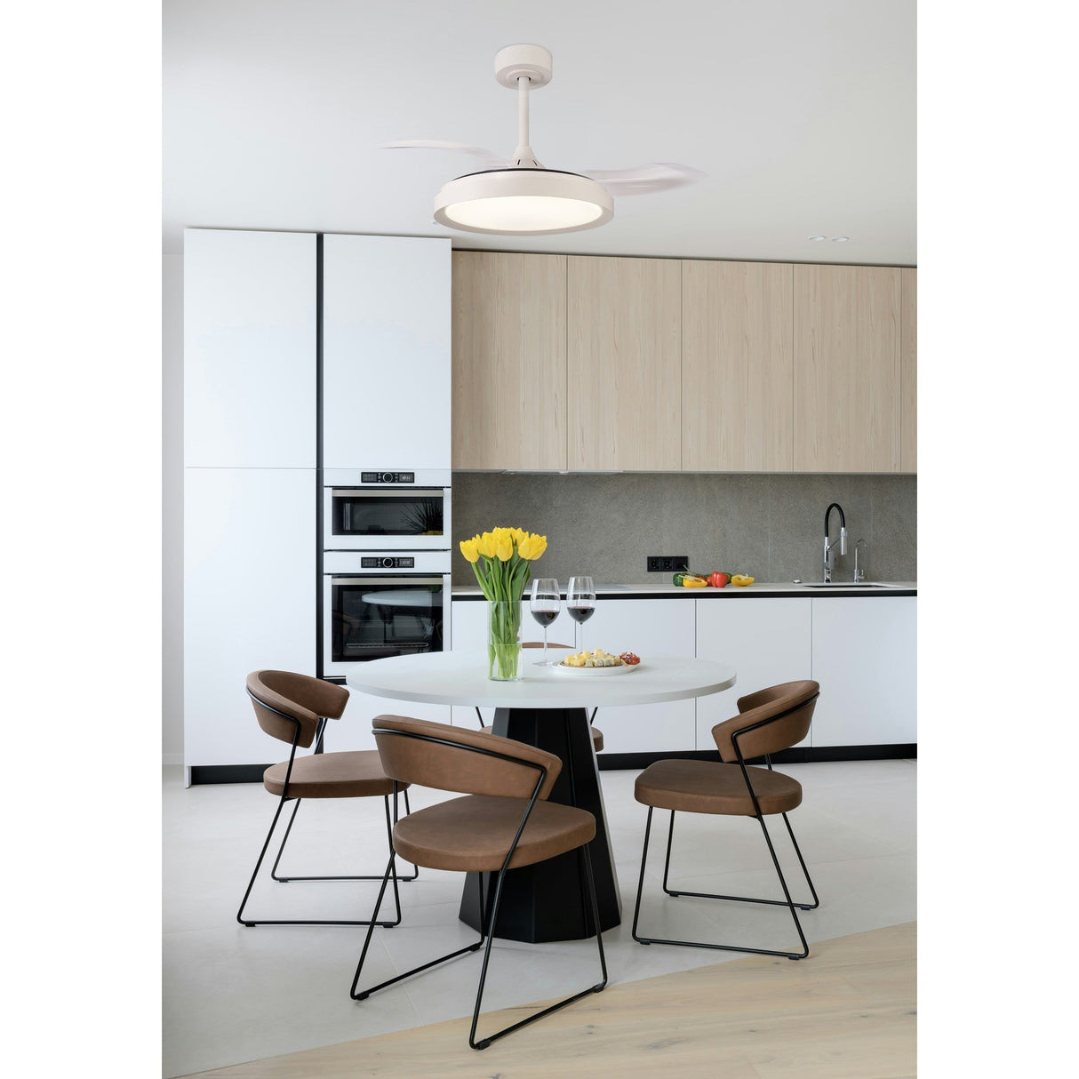 Mistral Mini CCT Dimmable LED Ceiling Fan Light With Remote Control - White