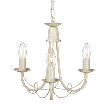 Minster 3 Light Chandelier - Ivory/ Gold Patina