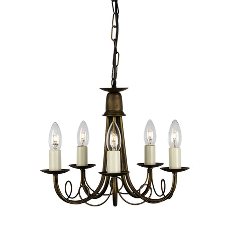 Minster 5 Light Chandelier - Black/ Gold Patina