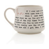 Nan Message Stoneware Mug with Rose Pink Script - White