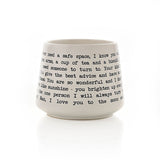 Nan Message Stoneware Mug with Rose Pink Script - White