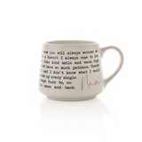 Nan Message Stoneware Mug with Rose Pink Script - White