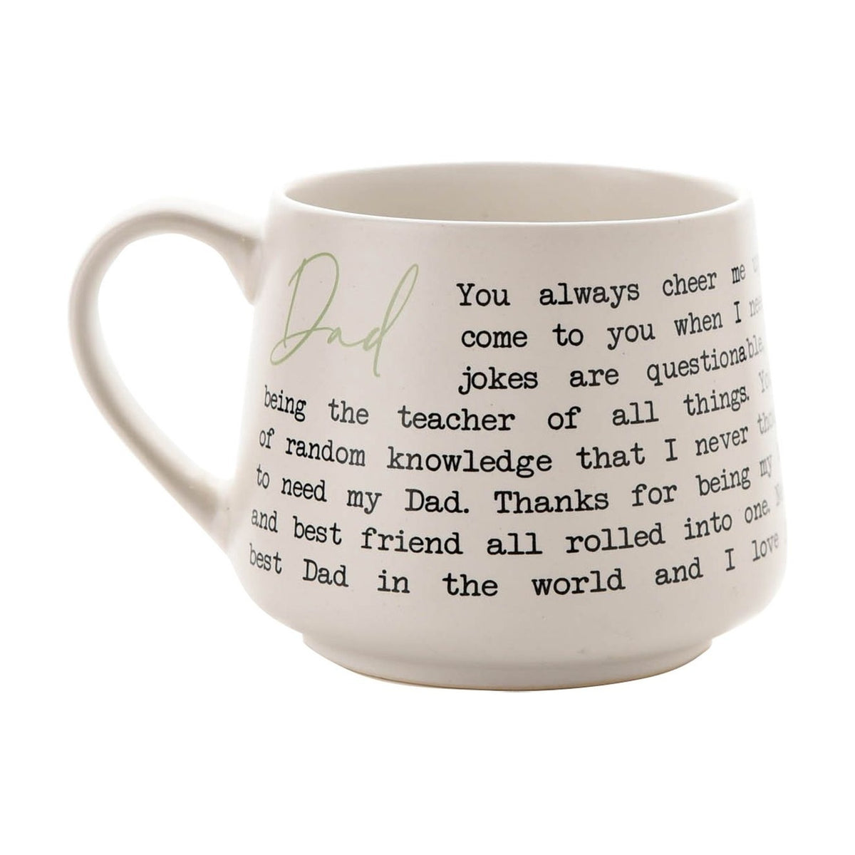 Dad Script and Typewriter Message Stoneware Mug - White