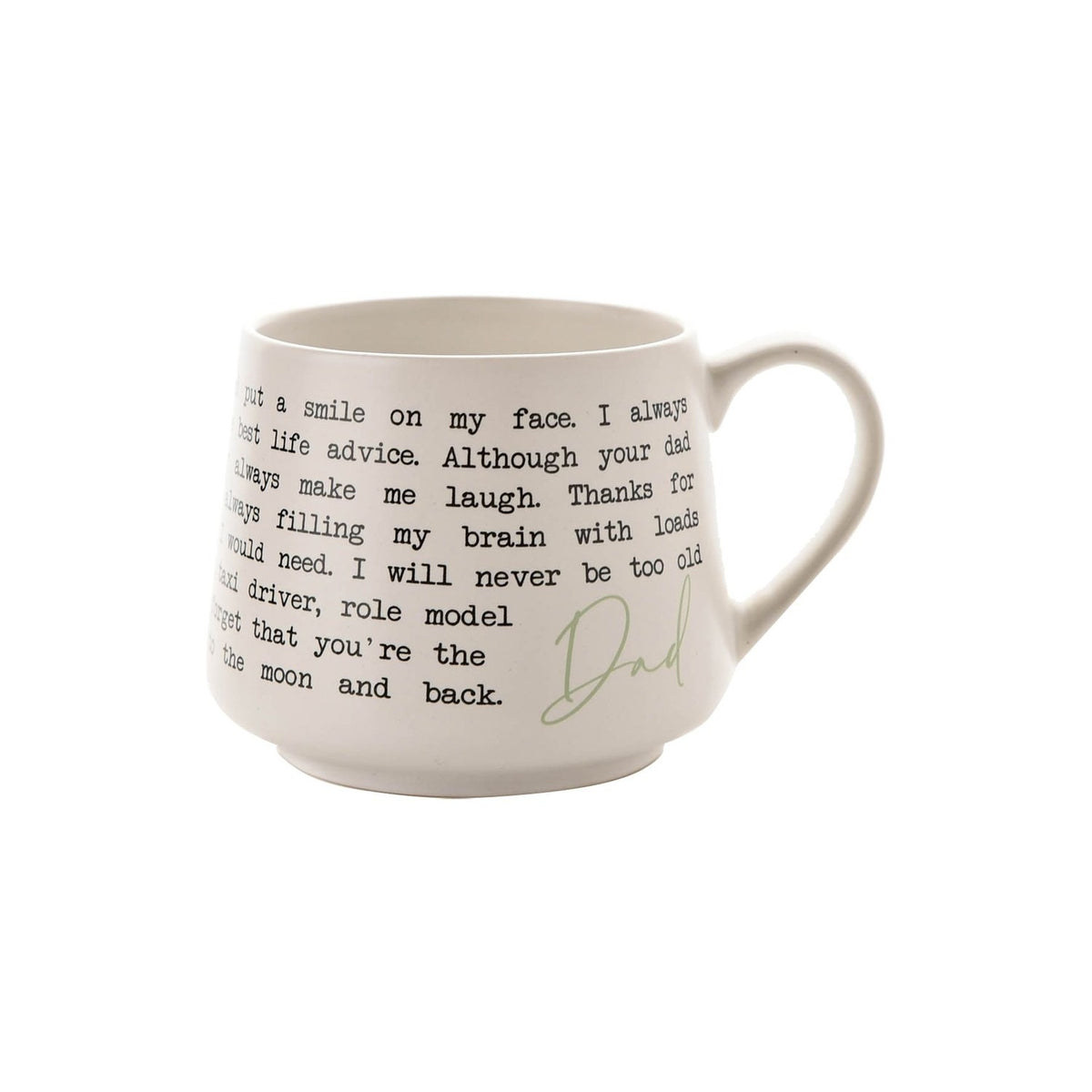 Dad Script and Typewriter Message Stoneware Mug - White