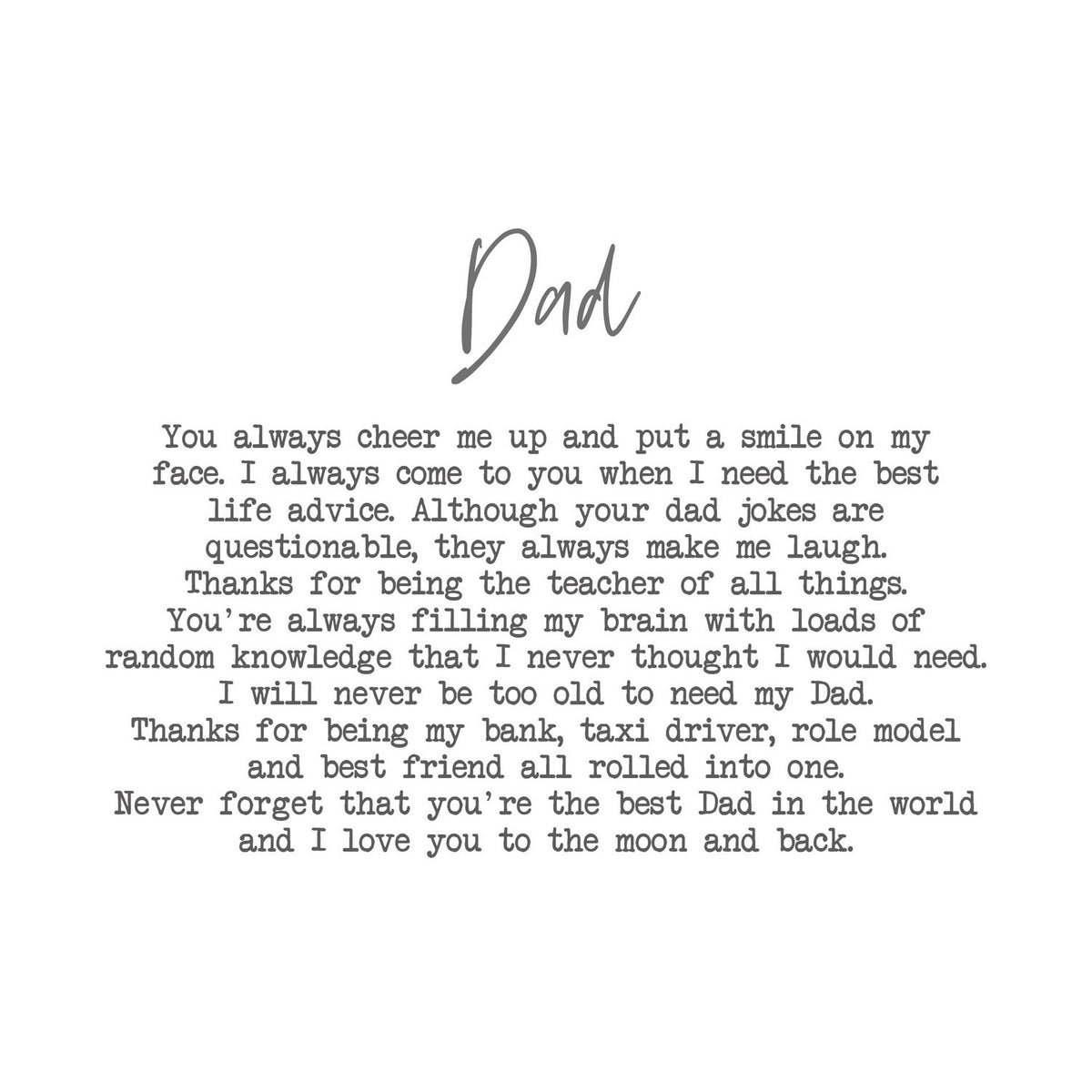 Dad Script and Typewriter Message Stoneware Mug - White