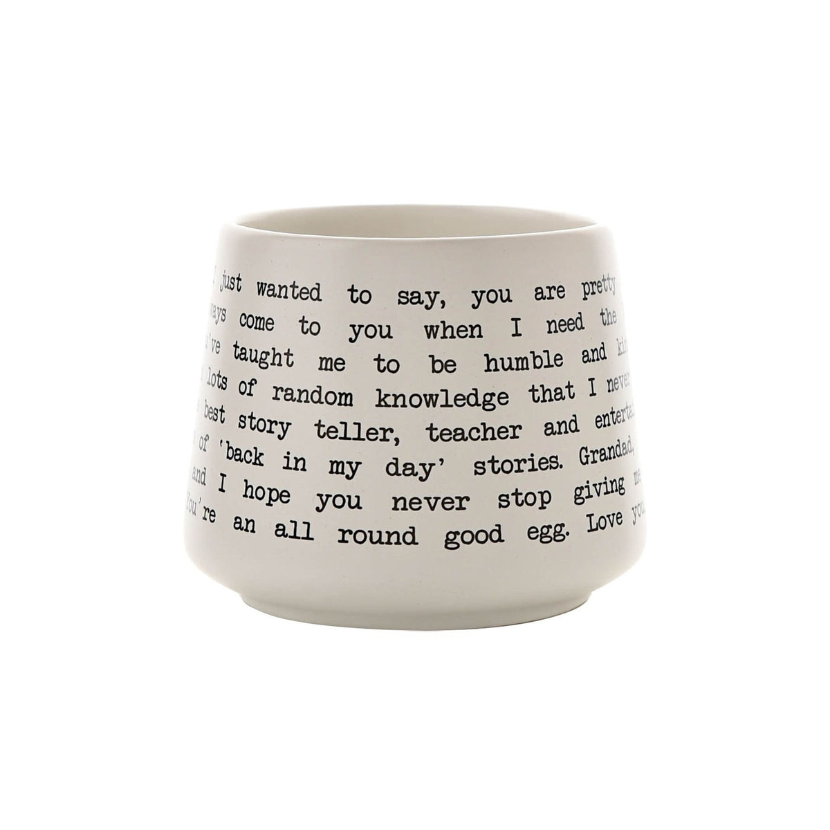 Grandad Typewriter Message Tapered Stoneware Mug - White