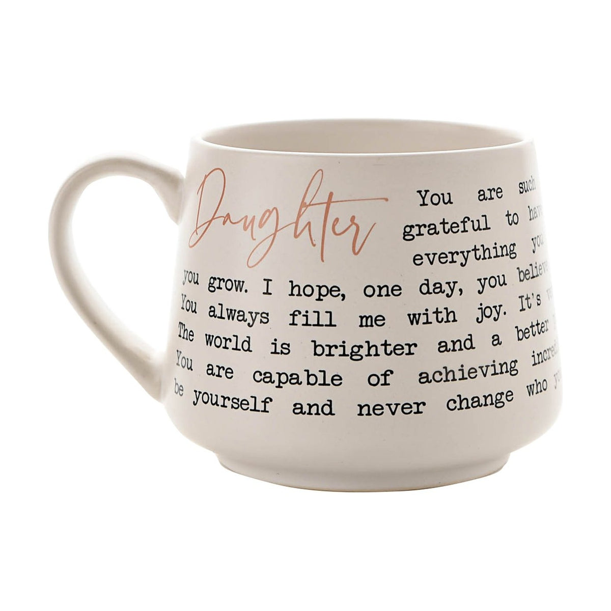 Daughter Script and Typewriter Message Stoneware Mug - White