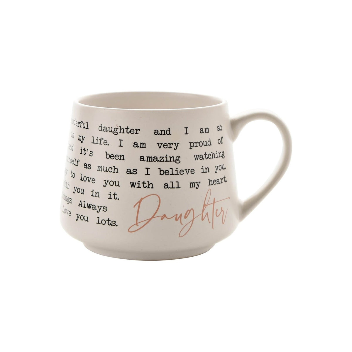 Daughter Script and Typewriter Message Stoneware Mug - White