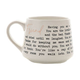 Friend Script and Typewriter Message Stoneware Mug - White